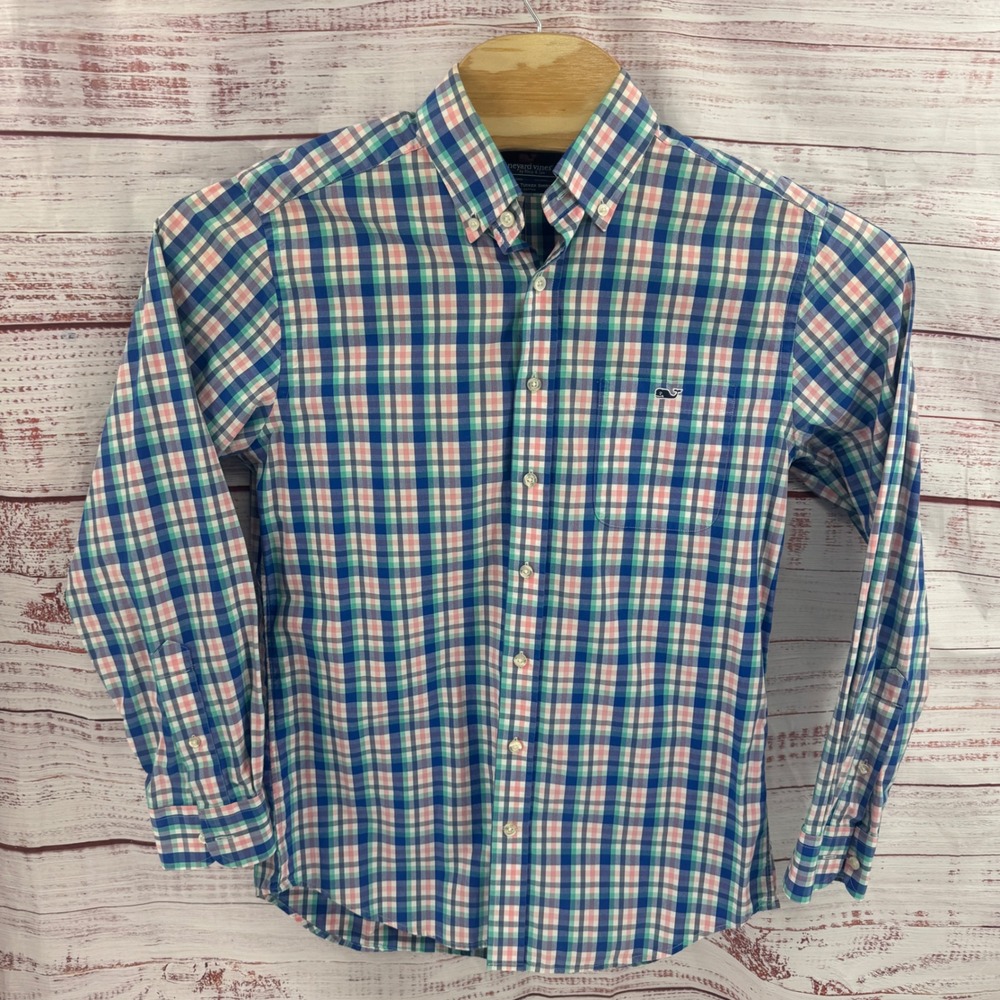 Vineyard Vines Shirt Mens Medium Slim Fit Tucker Plaid Cotton Casual Preppy